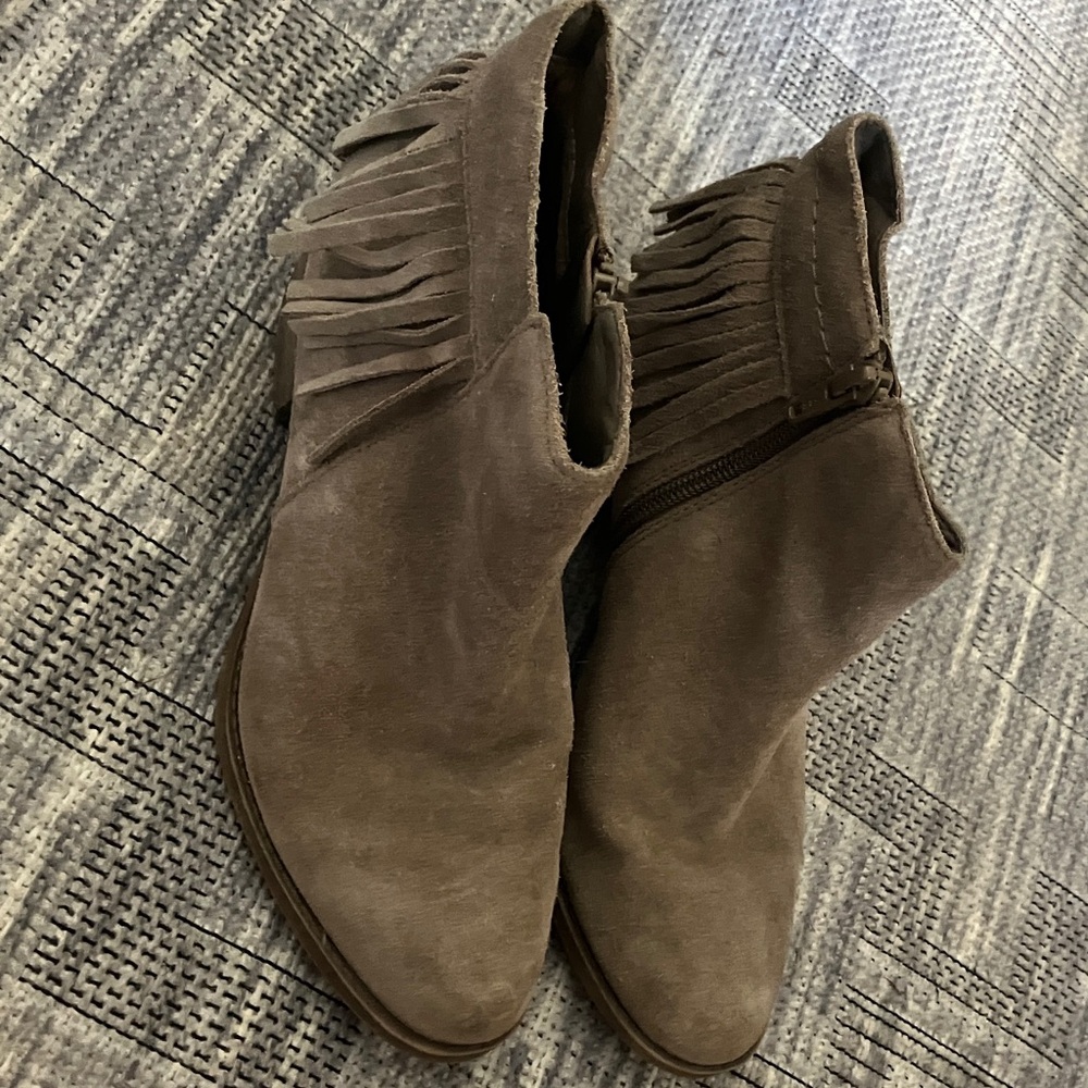 Naturalizer Fringe Suede Ankle Boots - Brown